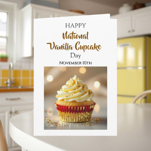 Tarjeta Día Nacional de la Cupcake de Vainilla   10 de nov