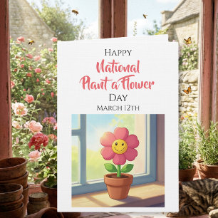 Tarjeta Día Nacional de plantar una flor   12 de marzo
