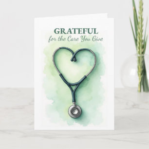 Tarjeta Día Nacional del Médico Estetoscopio Corazón Graci