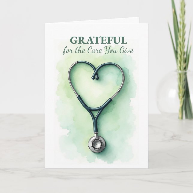 Tarjeta Día Nacional del Médico Estetoscopio Corazón Graci (Anverso)