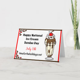 Tarjeta Día Nacional del Sundae de Helado, 8 de julio