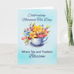 Tarjeta Día Nacional del Té UK Té y Tradición Floral