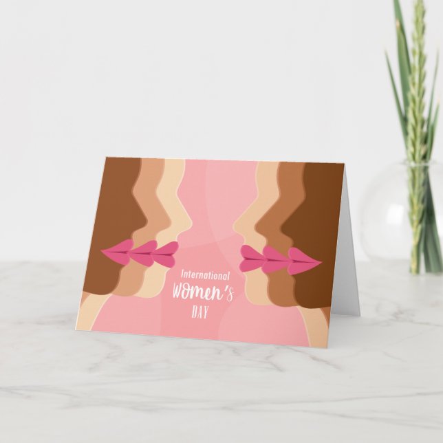 Tarjeta día para mujer internacional rosado (Anverso)