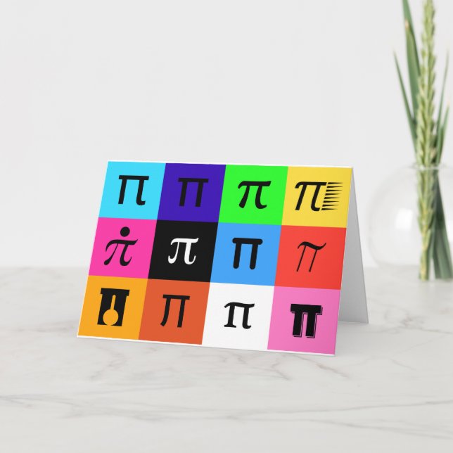 Tarjeta día pi feliz de bloques de color (Anverso)