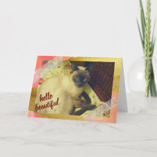 Tarjeta Día reflexivo con el Collage de gatos siameses