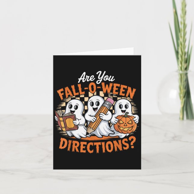 Tarjeta Día Retro ¿Estás Otoño O Ween Direcciones Fantasma (Anverso)
