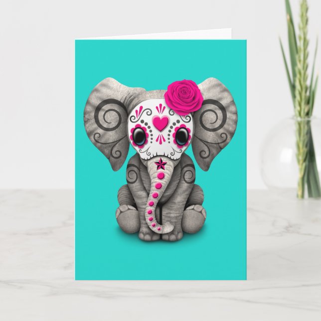 Tarjeta Día rosado del elefante muerto (Anverso)