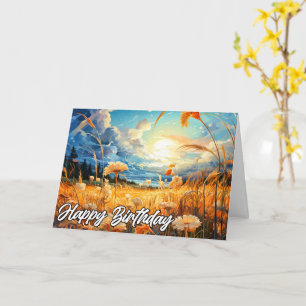 Tarjeta Día Soleado en la Pradera   Feliz Cumpleaños