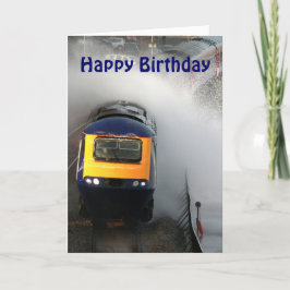 Tarjeta Día tormentoso en la línea ferroviaria. Feliz cump