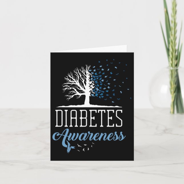 Tarjeta Diabetes Awareness Mes Vintage Butterfly T1 T2 (Anverso)