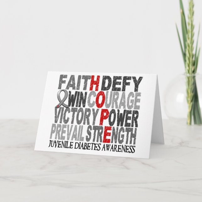 Tarjeta Diabetes juvenil del collage de la palabra de la (Anverso)