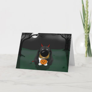 Tarjeta Diablo de Halloween del Dachshund