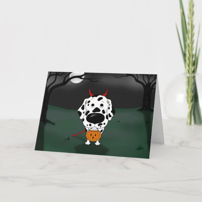 Tarjeta Diablo de Halloween del Dalmatian (Anverso)