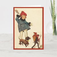 Diablo de la caza del chica y del Dachshund de