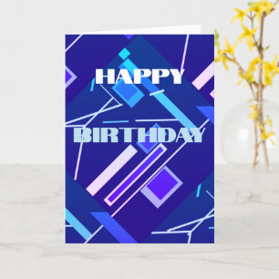 Tarjeta Diagonal púrpura azul claro Resumen Cumpleaños