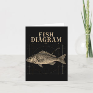 Tarjeta Diagrama de pescado pescador de lubina divertido