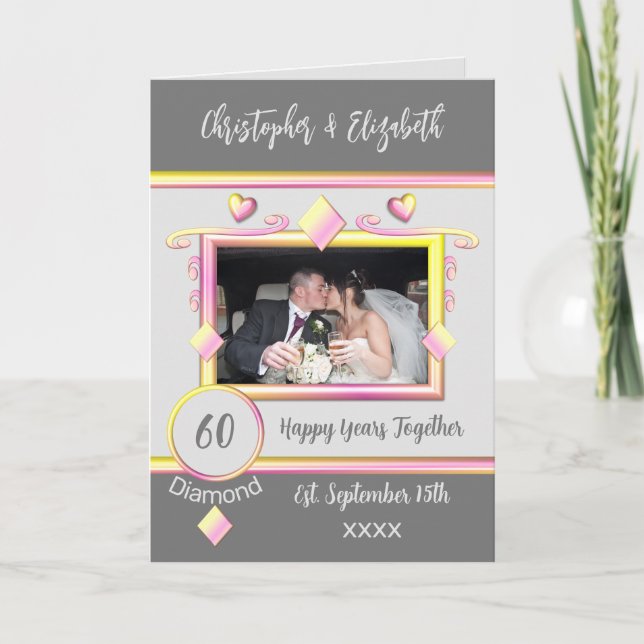 Tarjeta Diamante 60° aniversario añadir nombres de fotos a (Anverso)