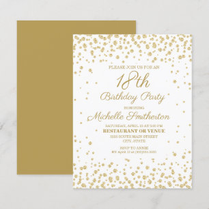 Tarjeta Diamante de Oro Blanco Glitter Cumpleaños 18 para 