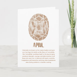 Tarjeta Diamante Piedra de Nacimiento de Abril Cumpleaños