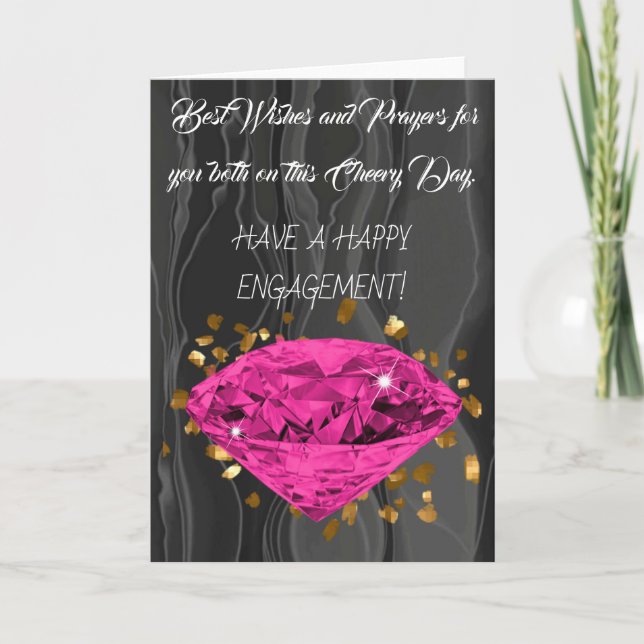 Tarjeta Diamante Rosa sobre Felicitaciones de Compromiso c (Anverso)