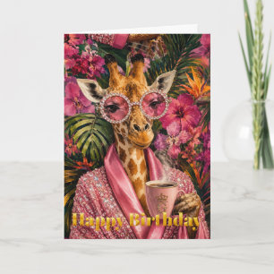 Tarjeta Diamantes rosados y glamour matutino Feliz Cumplea