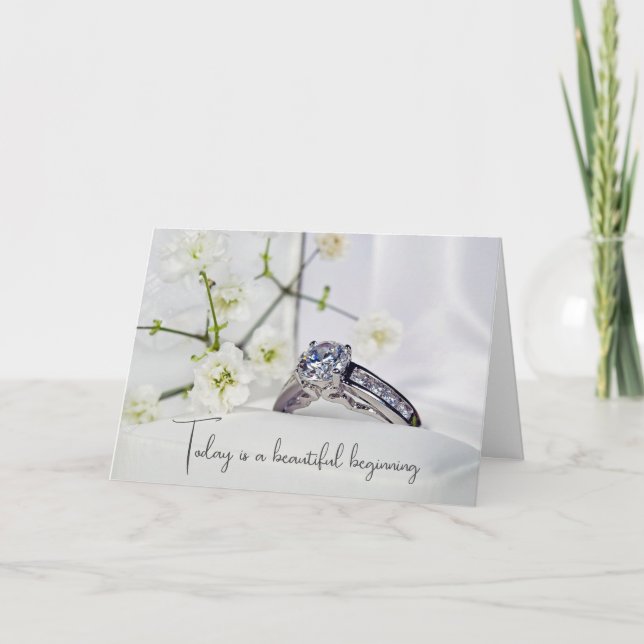 Tarjeta Diamantes y flores bodas (Anverso)