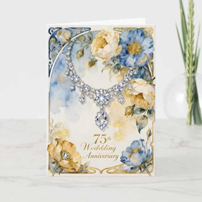 Tarjeta Diamond Necklace 75th Wedding Anniversary (Anverso)