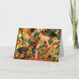 Tarjeta Diana y sus ninfas o la caza, Arte Deco Antiguo