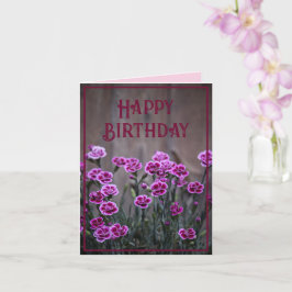 Tarjeta Dianthus rosado rústico florece el cumpleaños
