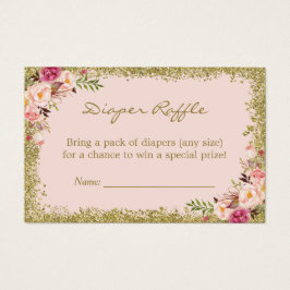 Tarjeta Diaper Raffle Rubor Purpurina de oro rosa 