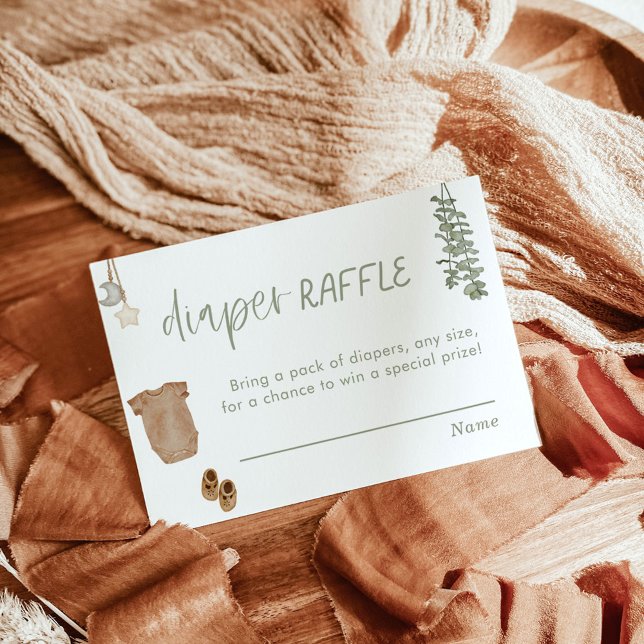 Tarjeta Diaper Raffle | Sage Green Boy Baby Shower (Subido por el creador)