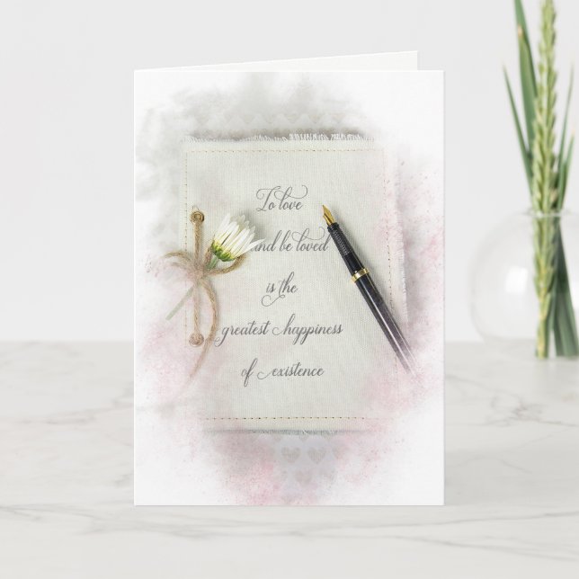 Tarjeta Diario boda con daisy y pluma (Anverso)