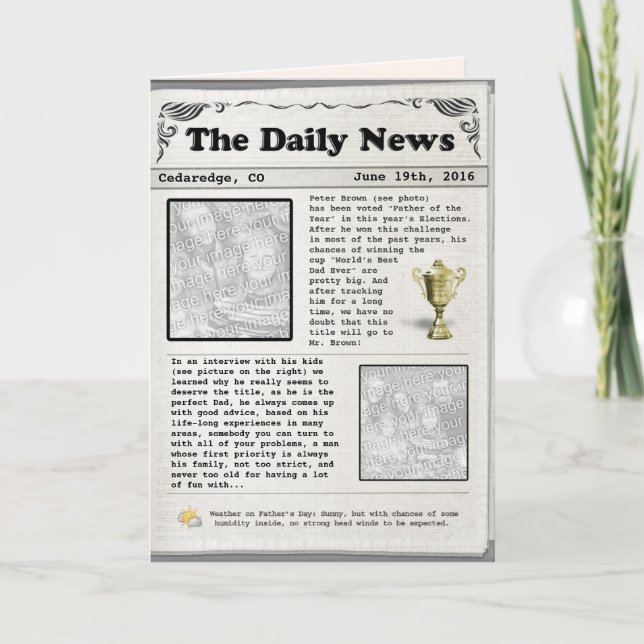 Tarjeta Diario del Padre (personalizable) (Anverso)
