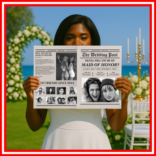 Tarjeta Diario único de propuesta de dama de honor (Subido por el creador)