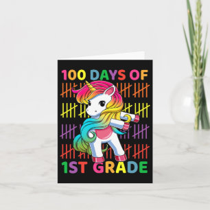 Tarjeta Días De 1° Grado Unicornio Flosante 100° Día De Sc