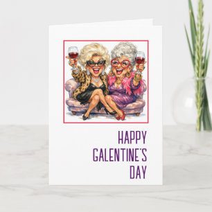Tarjeta Días de Galentines Glamurosas Señoras Mayores