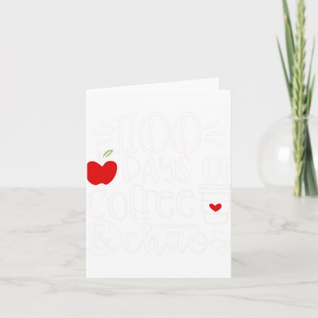 Tarjeta Días De Maestra De Caos De Café Felices 100 Días D (Anverso)