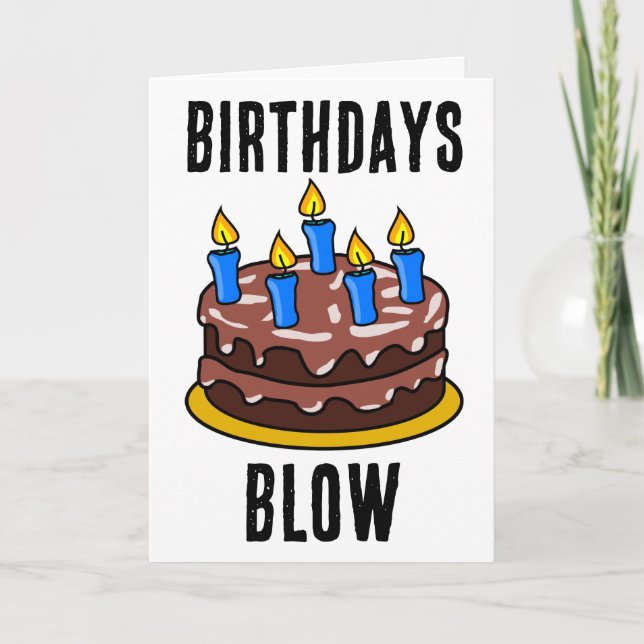 TARJETA DÍAS DE NACIMIENTO BLOW FUNNY CAKE GREETING CARD (Anverso)
