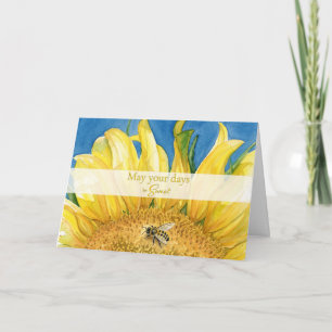 Tarjeta Días dulces de girasol y abeja Rosh Hashaná