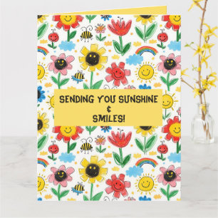 Tarjeta Días felices - Flores alegres y patrones de amigos