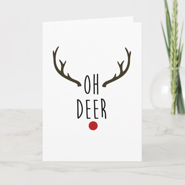 Tarjeta Días feriados de Navidades de renos de OH DEER (Anverso)