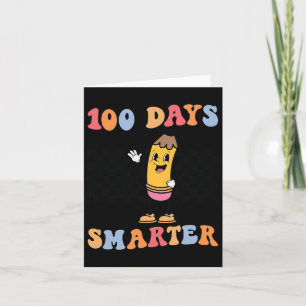 Tarjeta Días Más Inteligentes Lápiz Retro Groovy 100 Días