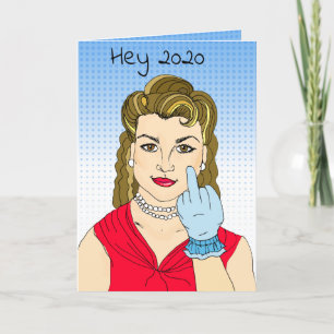 Tarjeta Dibujada a mano Señora Retro "Infeliz" divertida s