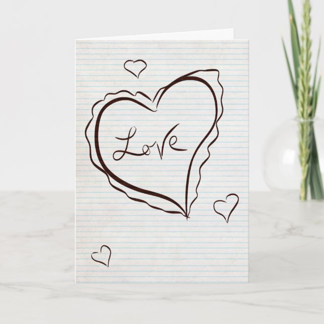 Tarjeta dibujada mano del el día de San Valentín (Anverso)