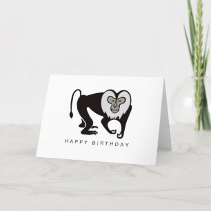 Tarjeta Dibujado a mano - MACAQUE - Mono - Vida silvestre 