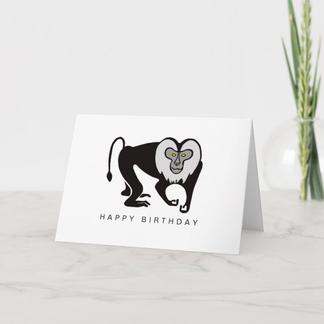 Tarjeta Dibujado a mano - MACAQUE - Mono - Vida silvestre  (Anverso)