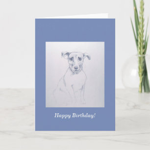 Tarjeta Dibujo a lápiz de adorable perro Jack Russell