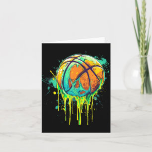Tarjeta Dibujo Acuarela Baloncesto Arte Baloncesto P