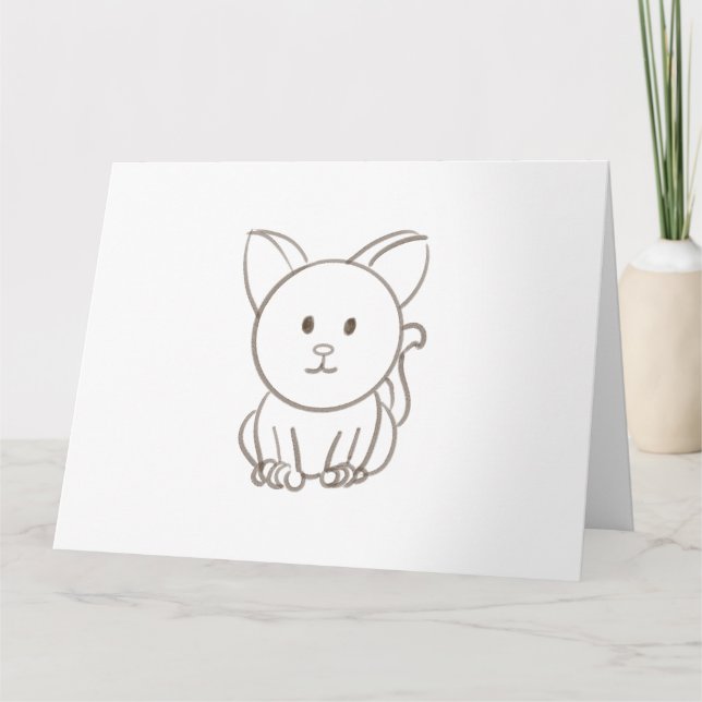 Tarjeta Dibujo adorable de un gato (Anverso)