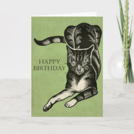 Tarjeta Dibujo agujereado del gato - feliz cumpleaños o lo